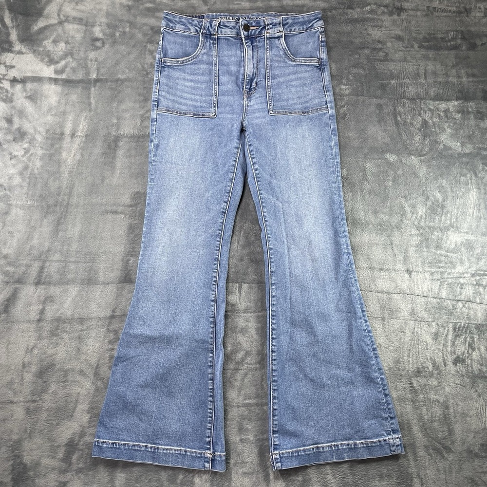 American Eagle Super High Rise Flare Jeans Womens 8 Reg Light Wash 30x30
